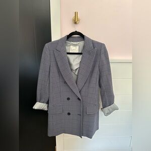 Aritzia Wilfred Margaux Academia Plaid double breasted blazer